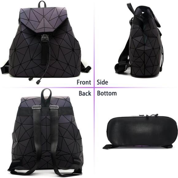 Geometric Women\'s Backpack Glow Large Purse Backpack Geometrical Luminous Bag main image 4